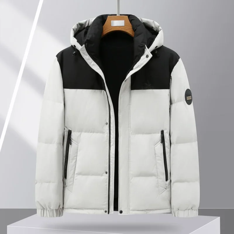 

YEAE Men's Down Jacket 2024 Winter New Arrival Contrast Color Detachable Hood Duck Down Thick Warm Jacket Casual Coat Clothing