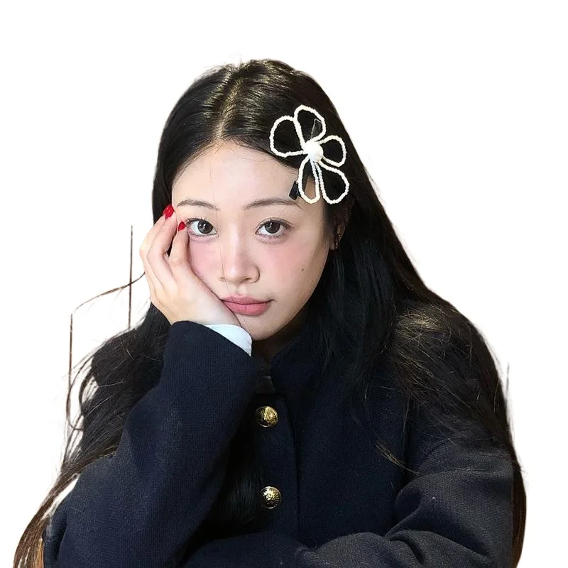 

Big Flower Pearl Hairpin Women's Premium Sense ins Versatile Bangs Side Clip Headgear