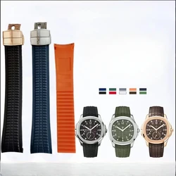 Imported 21mm Sweatproof Silicone Watchband for Patek Philippe 5167r Grenade Aquanaut Series Steel Convex Nails Watch Strap