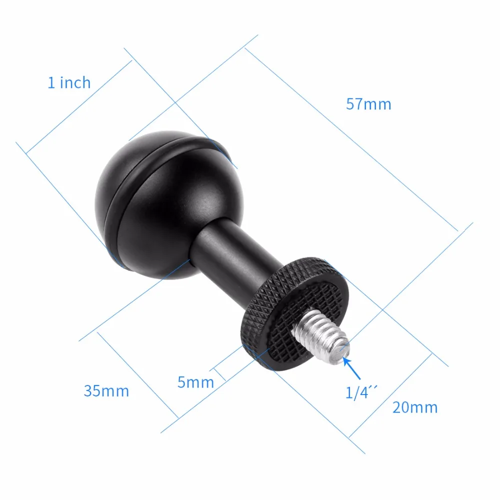 Aluminiumlegierung Tauchen Licht Taschenlampe Dual Kugelgelenk Arm und 2 Schmetterling Clip Klemmhalterung für Unterwasserfotografie Kamera – Detail 2