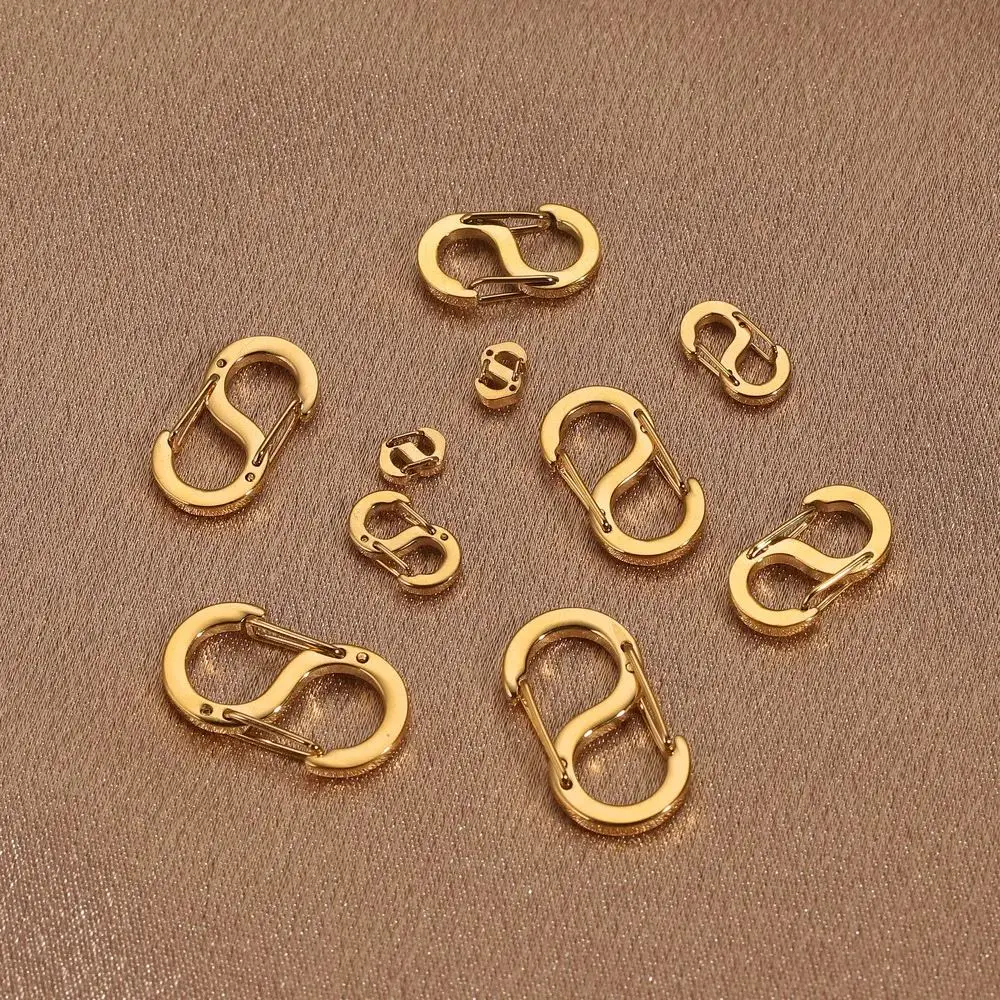 2Pcs Stainless Steel S-Type Buckle Snap Hook Carabiner Necklaces Connectors For Leather Craft Bag Key Ring Jewelry Making