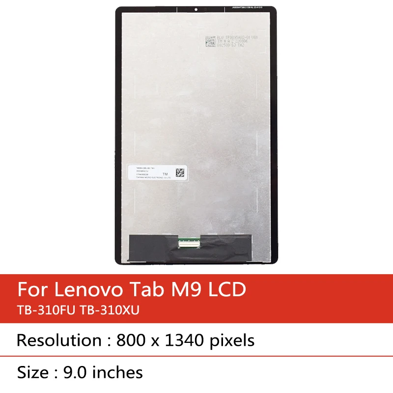 Imagem -02 - Visor Lcd Digitador de Tela de Toque Montagem de Vidro Lenovo Tab m9 Tb310fu Tb-310xu Tb-310xc Tb-310fu Novo 9.0