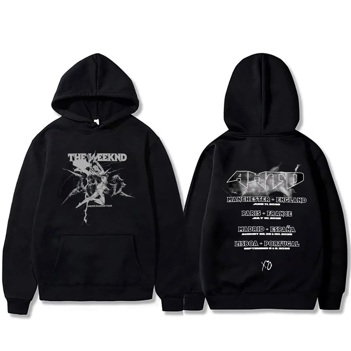 Famous Rapper The Weeknd After Hours Til Dawn with Playboi Carti Tour 2026 Hoodie Men Women Hip Hop Fashion Pop Music Sweatshirt