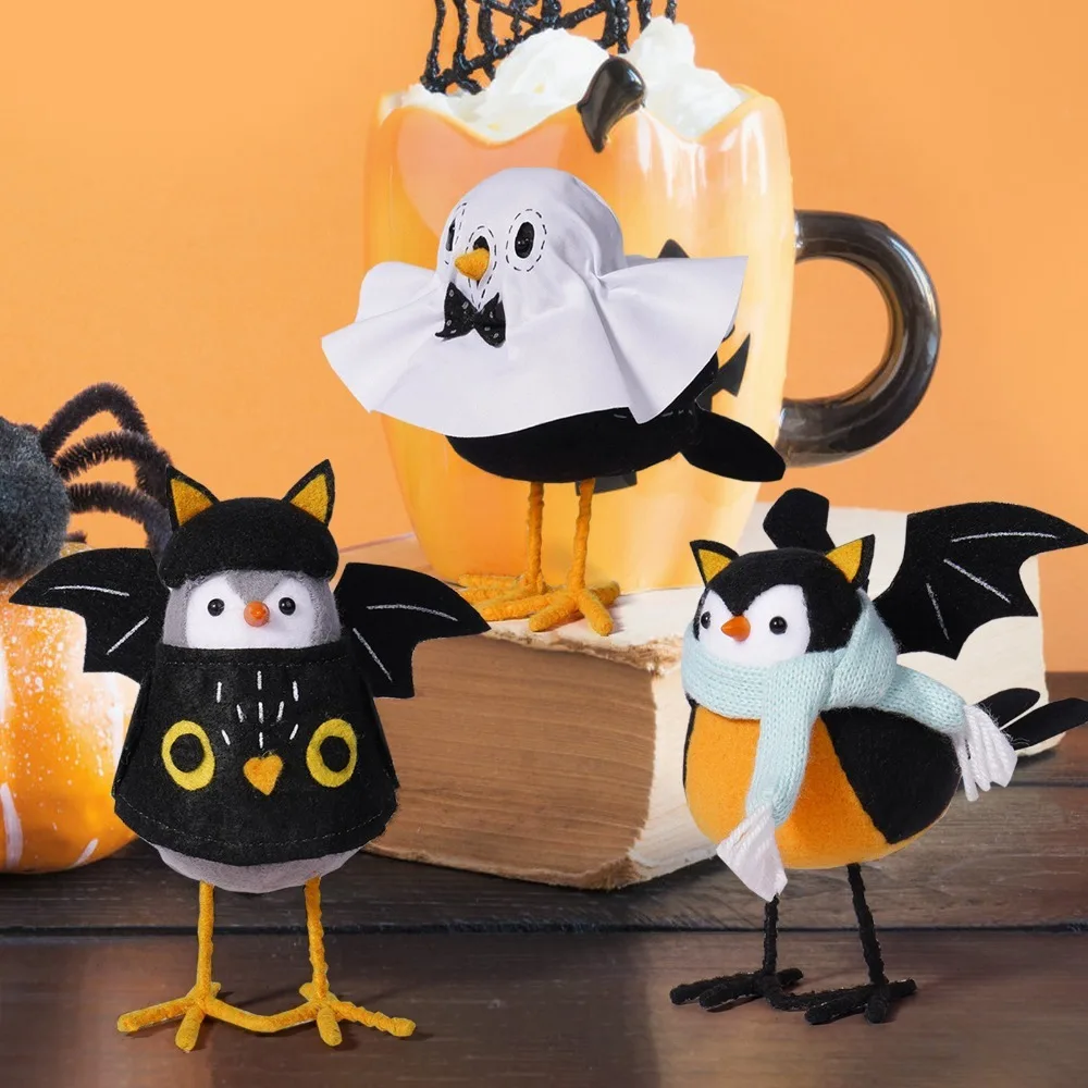 

Cute Animal Ghost Bird Figurine Doll Stable Plush Table Fabric Bird Ornament Owl Cartoon Bird Doll Model Decoration Accessories