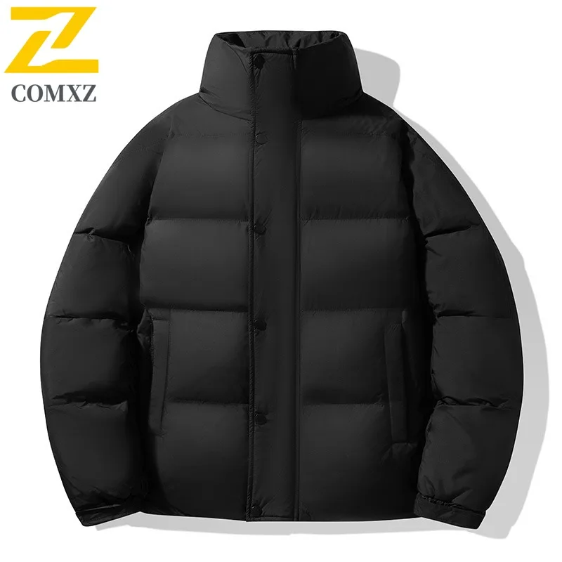 

COMXZ Warm Thick Mens Cotton Padded Jacket Trendy Solid Color Snowy Puffer Jacket Streetwear High-Quality Winter Jacket Clothing