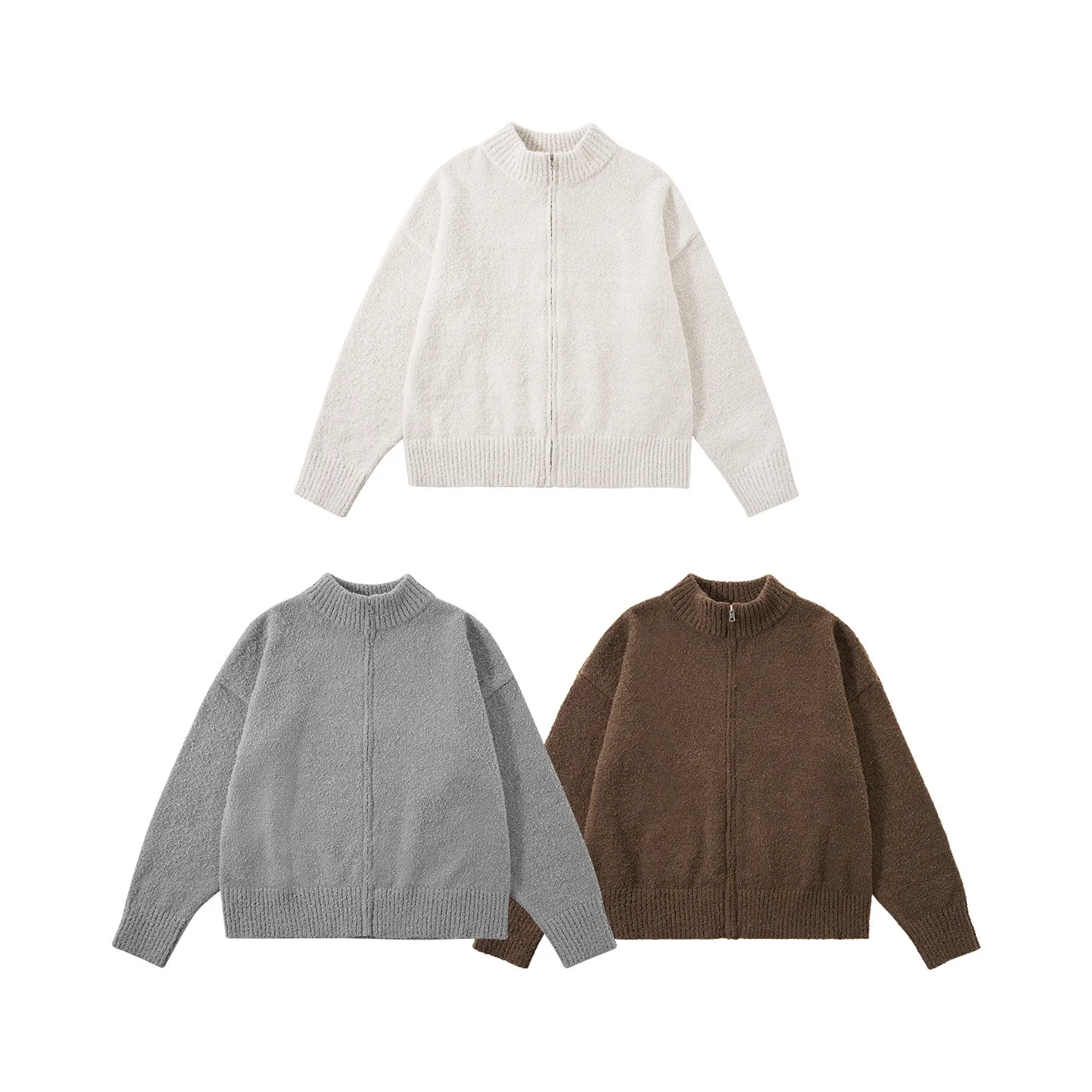 للجنسين سترة سترة 2025 الخريف الشتاء الفاخرة متماسكة سترة الرجعية الوقوف طوق دافئ ملابس خارجية غير رسمية البلوز