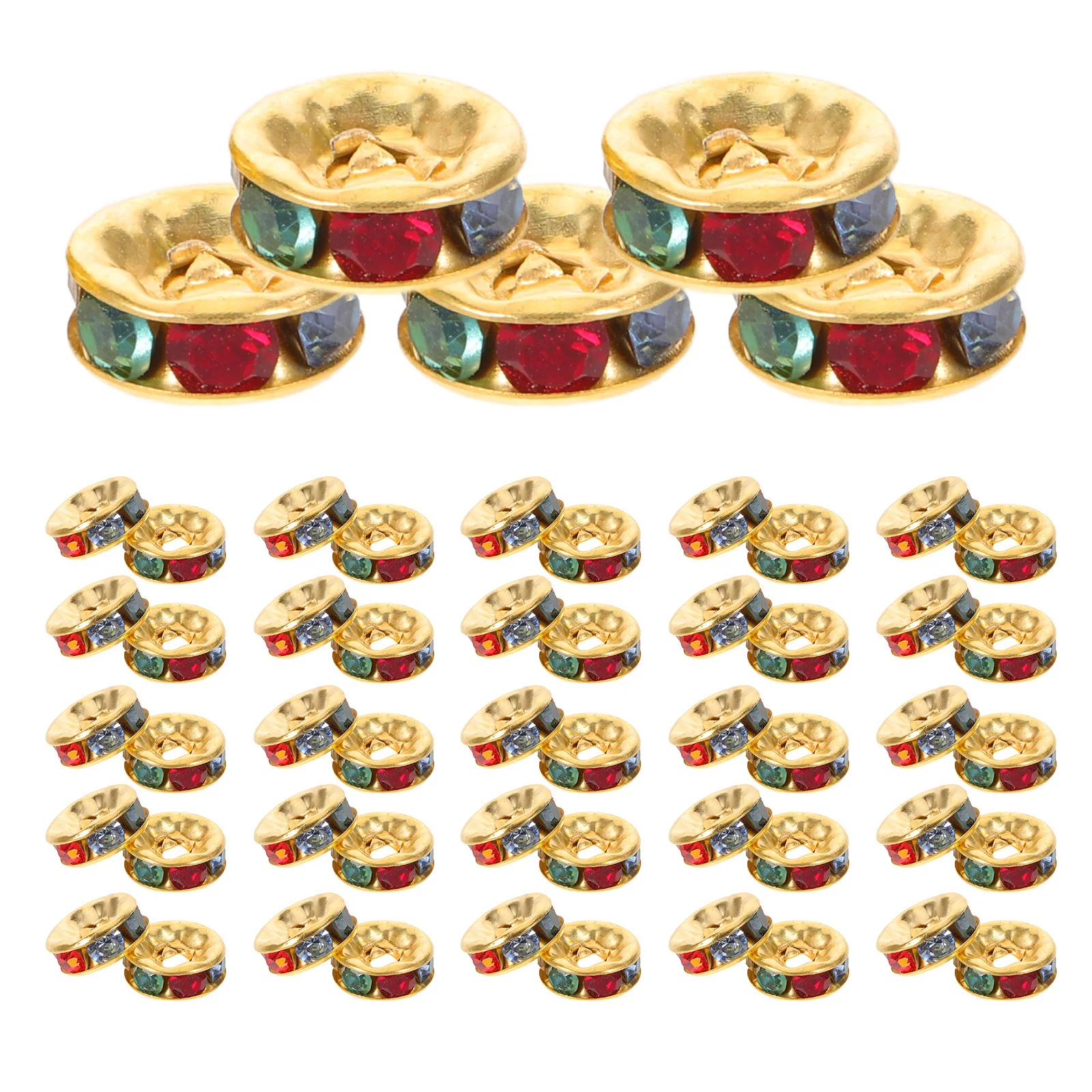 

300Pcs Crystal Rhinestone Rondelle Spacer Beads Round Sparkling Charms for DIY Bracelets Necklaces Rondelle Beads