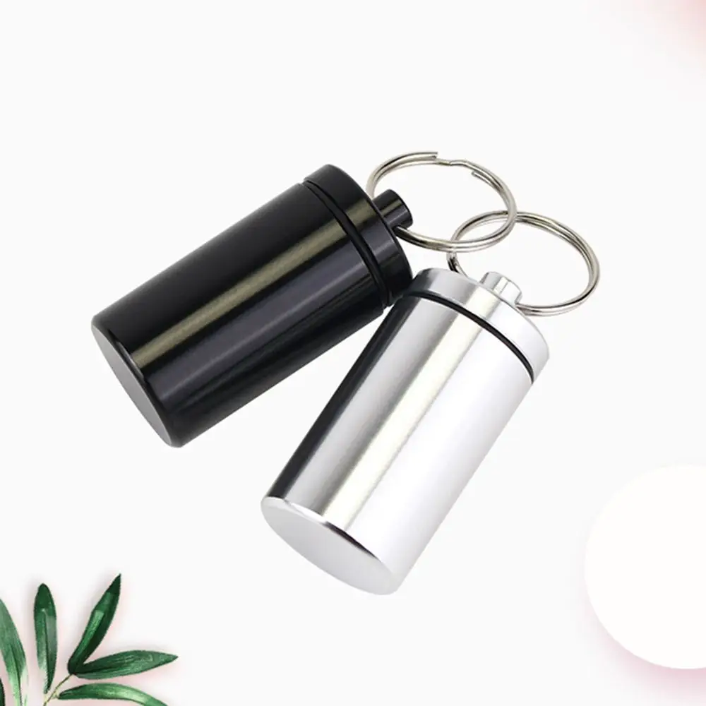 

Travel Waterproof Pill Storage Box Capsule Earplugs Box Vitamin Keychain Medicine Organizers Pill Case Aluminum Pill Bottle