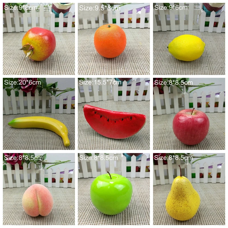 39 estilos de frutas artificiales, decoración para el hogar, fiesta de Navidad, Halloween, naranja, melocotón, pera, plátano, sandía, uva, Limón