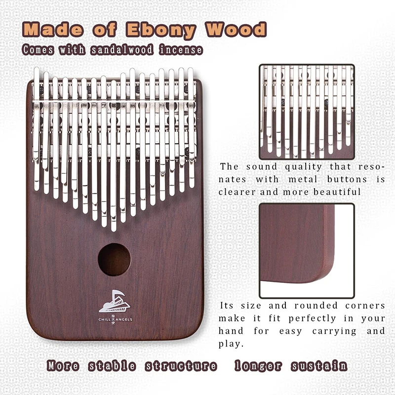 Chill Angels Kalimba 34 Key C/B Note Ebony Wood Thumb Piano Double Layer Keys Portable Professional Kalimba Musical Instrument