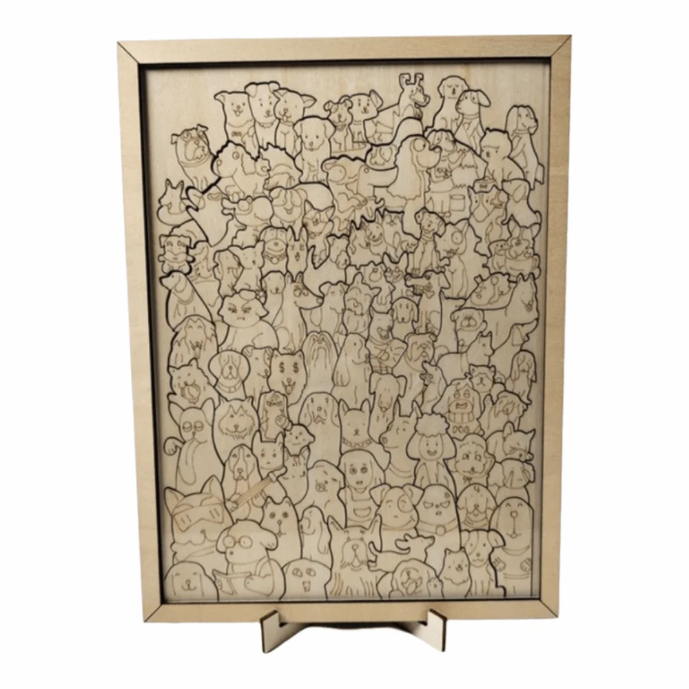 

108 Piece Wooden Jigsaw Puzzle Stress Relief Dog Wooden Cat Puzzle Educational Thinking Training Children Puzzle Toys