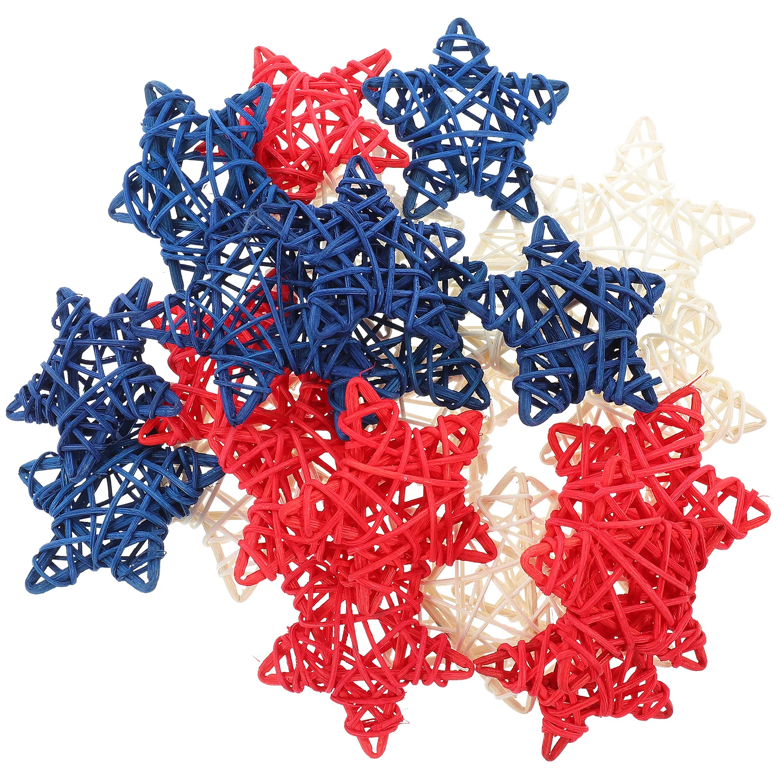 

24pcs Diy Rattan Woven Five-Pointed Star Decor Independence Day Party Supplies Hanging Ornaments Vase Filler Wedding Home