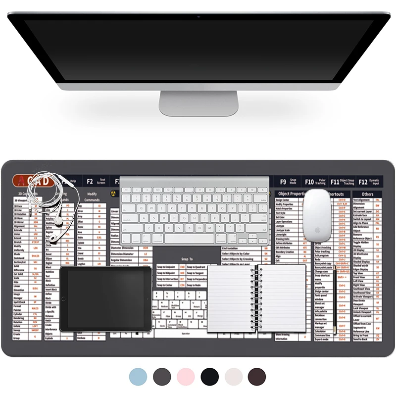 لوحة جلدية CAD Office Shortcuts لوحة ماوس كبيرة بحافة قفل ممتدة للوحة مفاتيح الكمبيوتر AutoCAD غير قابلة للانزلاق XXL Mousepad Gaming
