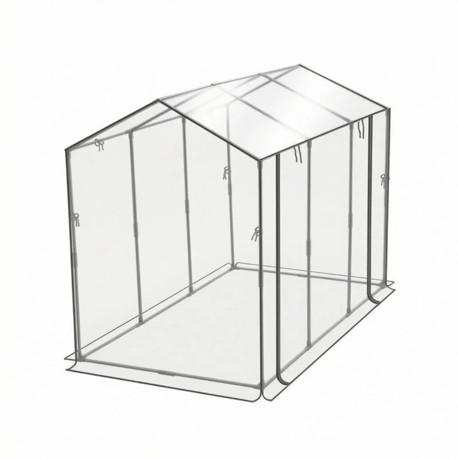 Outdoor Walk in Greenhouse Frame with Pitched Roof and Tie Fastening Door for Garden Beds