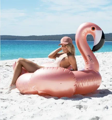 Rose Gold Inflatable Flamingo Swimming Float Tube Raft Adult Giant pool Float Ride-On Swimming Ring Summer Water Fun Pool Toys