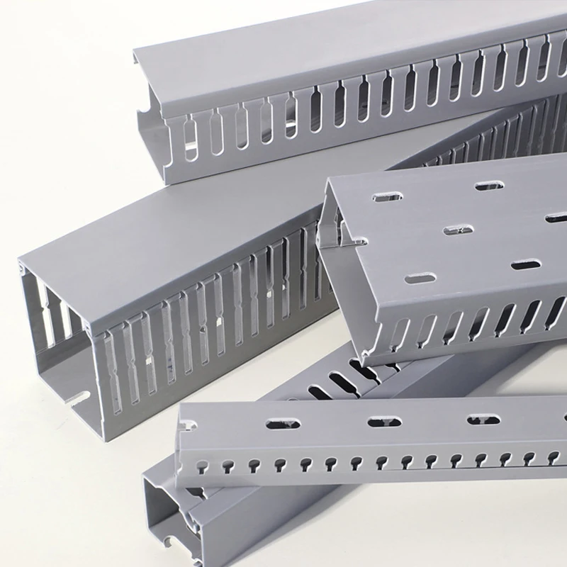 PVC Gray Industrial flame retardant insulated wire groove 50cm Open Slot Wiring Raceway Duct with Cover Cable Management System
