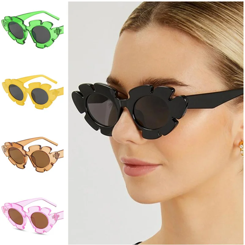 

Fashion Sunglasses Women Cat Eye Sun Glasses Flowers Adumbral Anti-UV Spectacles Oversize Frame Eyeglasses Retro Ornamental