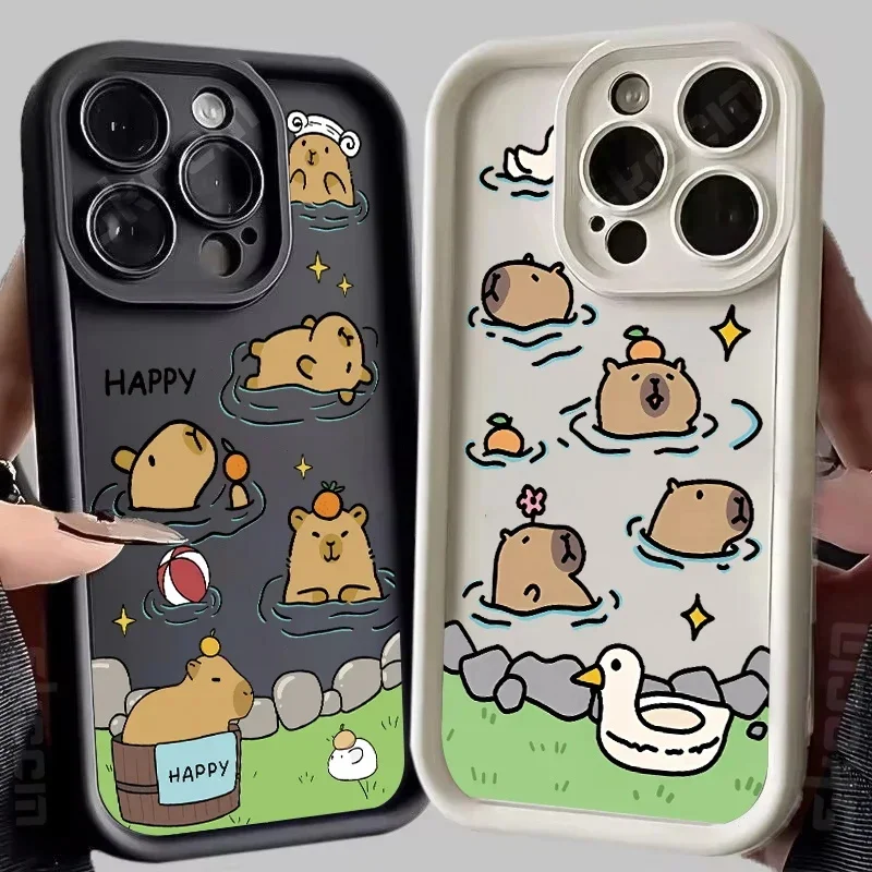 

Funny Capybara Soft Silicone Phone Case For iPhone 16 Cases iPhone 14 13 12 11 15 Pro Max XS XR X 7 8 Plus Shockproof Cute Cover