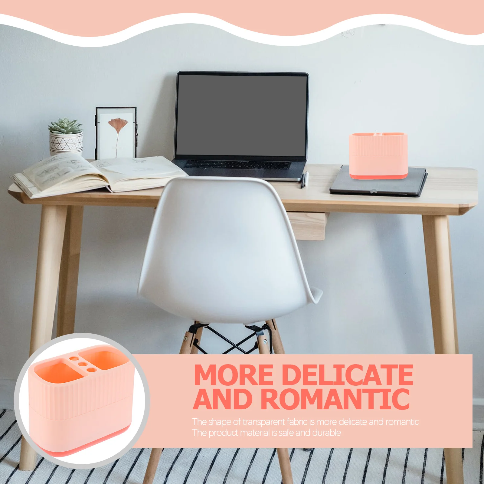 

2Pcs Plastic Pen Holder Makeup Brush Storage Box Desktop Organizer Multi-Grid Stationery Container for Home Office