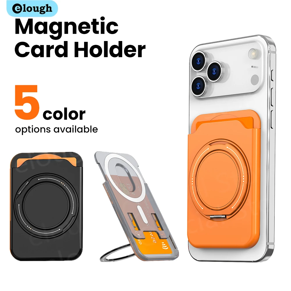 360 Rotating Ring Phone Stand Magnetic Phone Holder Built-in Card For iPhone 17 Pro Max Samsung Xiaomi Suitable Wallet Case
