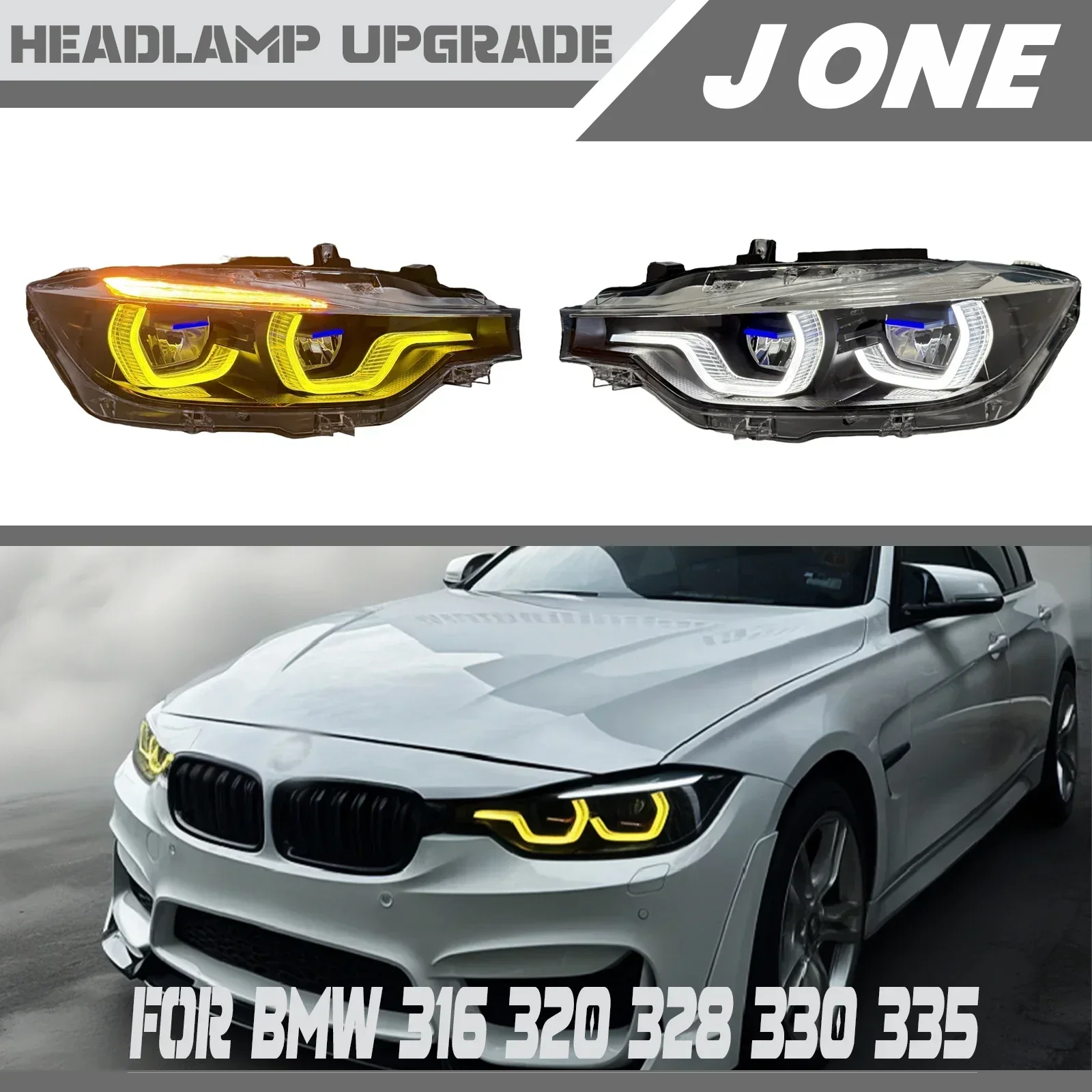 

For BMW 3 Series F30 M3 Style Headlight Upgrade 320 328 335 2012-2019 Dual-Color Yellow/White LED Daytime Running Light Assembly