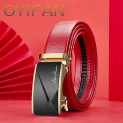 Men's Leather Ratchet Belt Dress with Slide Click Automatic Buckle Plus Size Luxury Ceinture