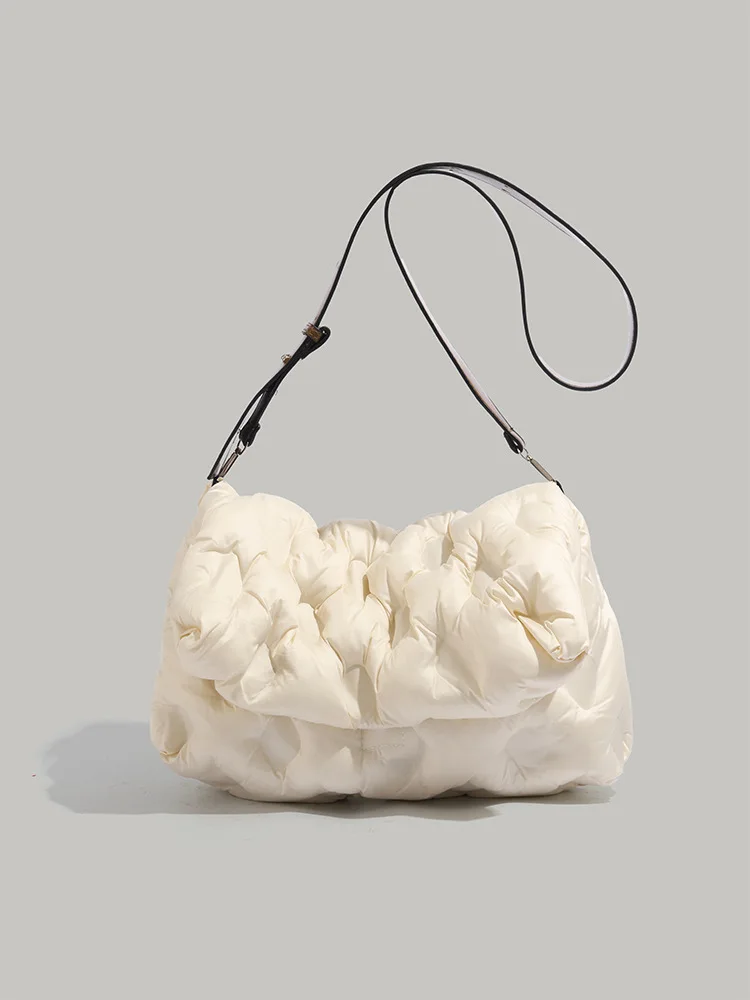 

Ins Designer Puffy Shoulder Bag Women Quilted Space Down Feather Padded Cotton Handbag Winter Large Capacity Warm Shopping Purse