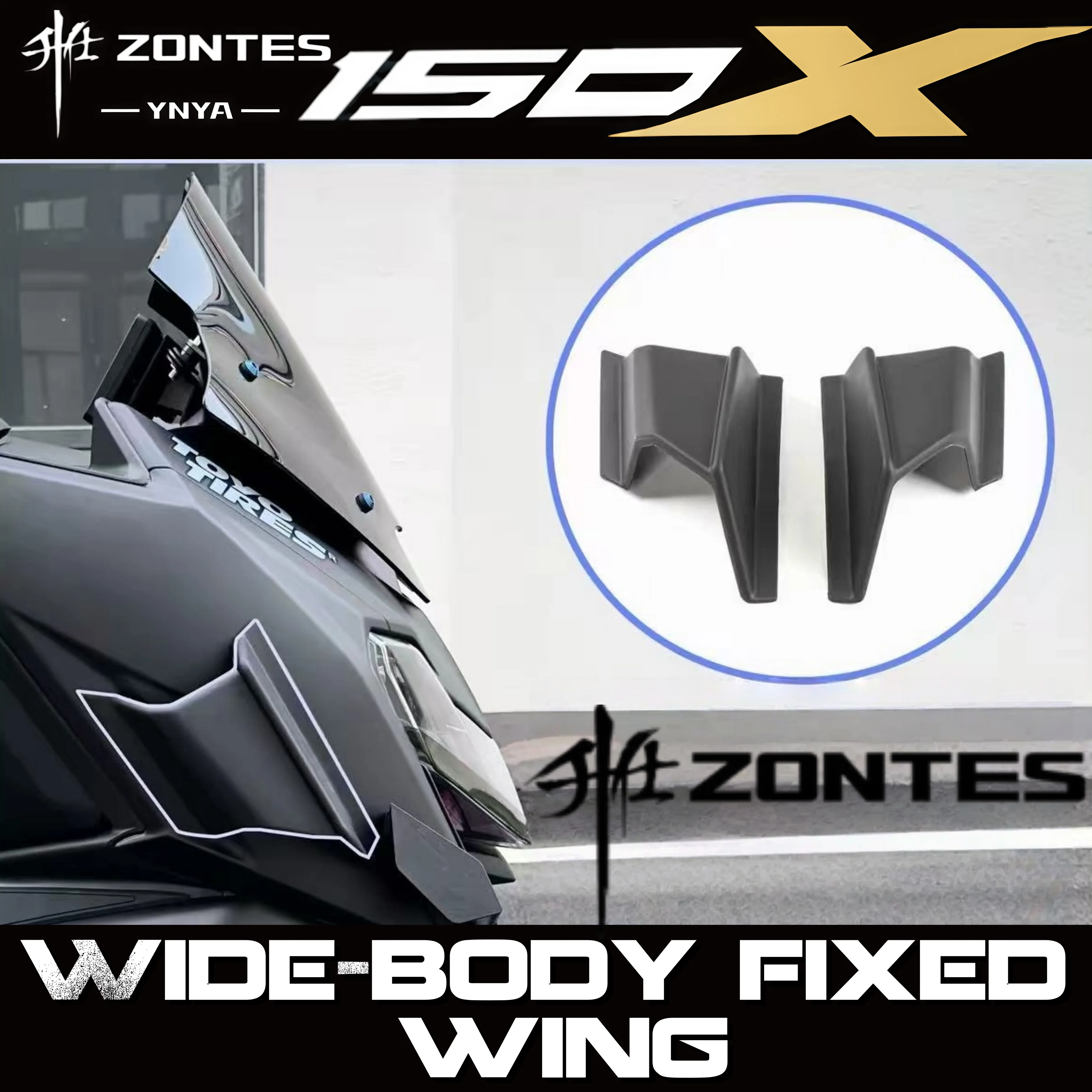 kit-di-modifica-per-zontes-150x-carena-anteriore-stile-racing-nera-alette-aerodinamiche-e-deflettori-d'aria