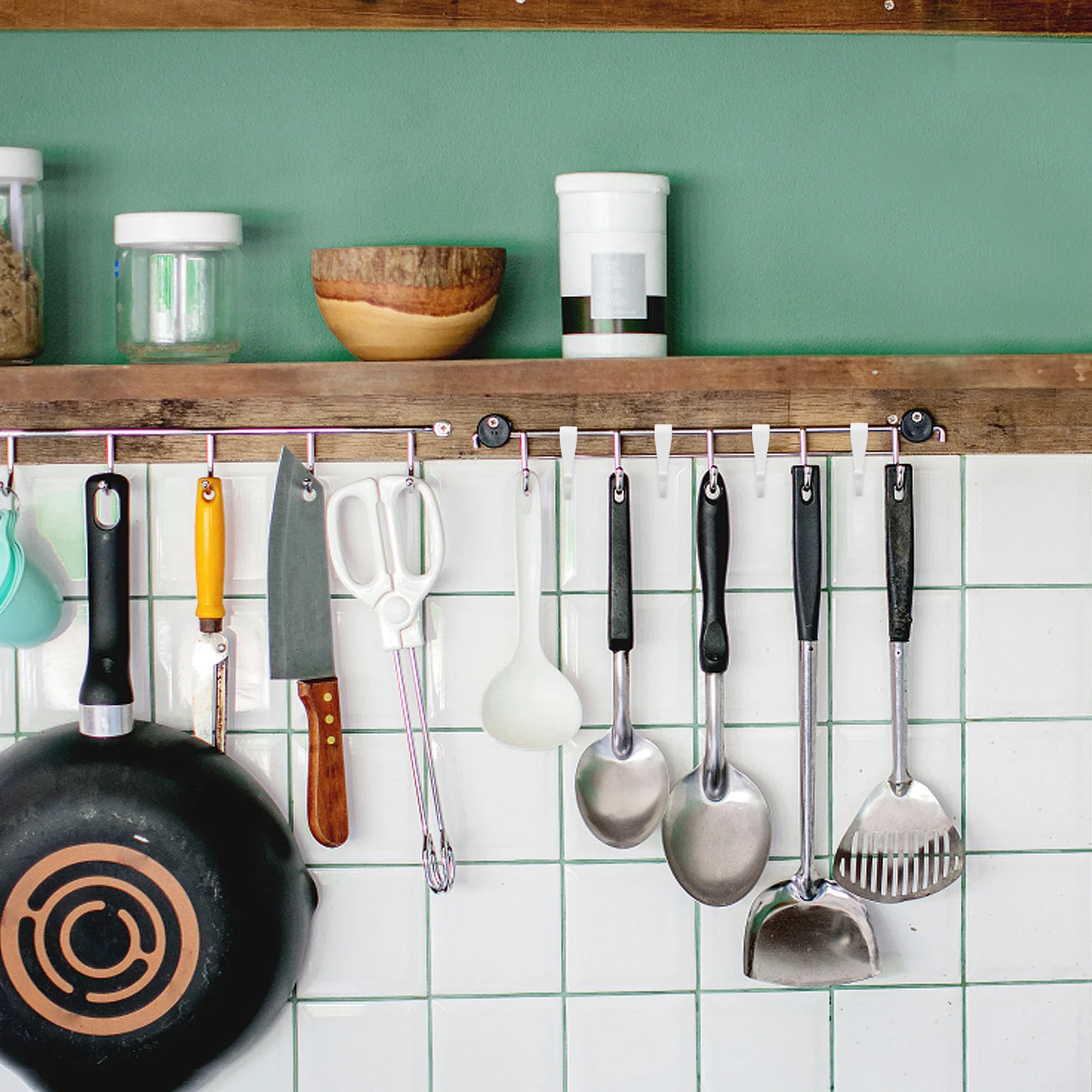 

6pcs Plastic S For Hanging White Flat Kitchen Utility Hooks Small S Shaped Hangers Cabinet Wall Organizer Pot Mug Holder