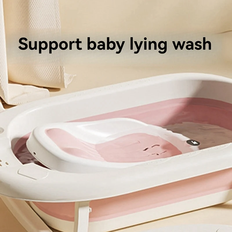 Hot SV-Baby Bath Seat With Thermometer, Foldable Support For Newborns 0-6 Months,