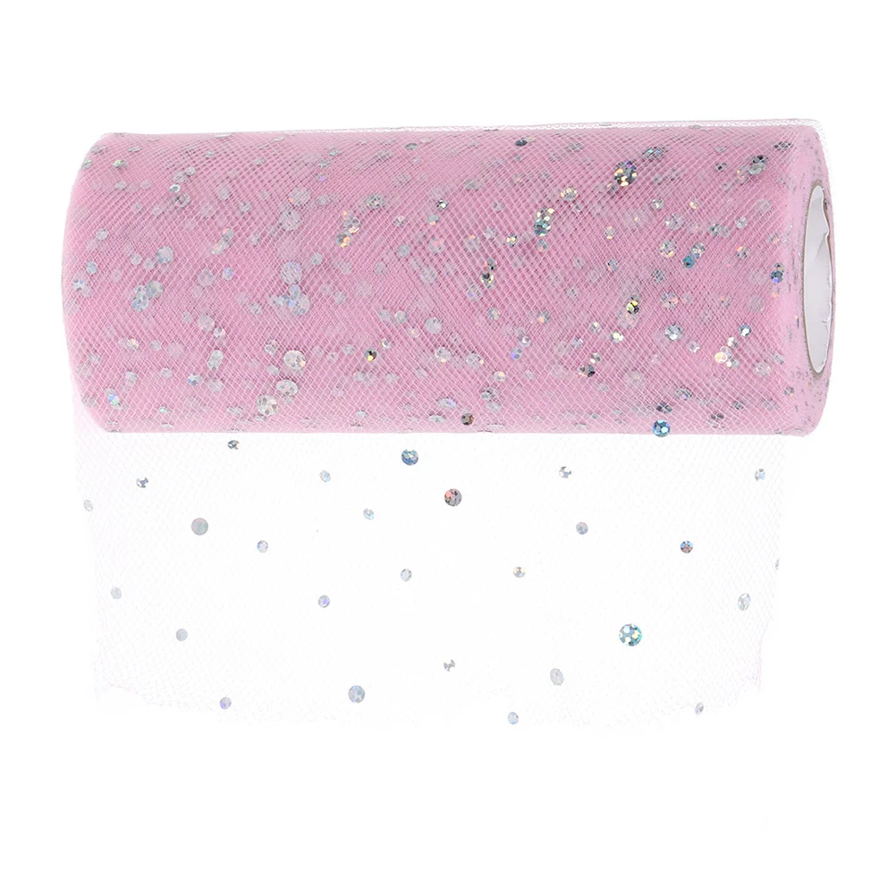 24 ياردة الوردي الترتر تول لفة سباركلي صافي النسيج ل ديكور الزفاف حفلة الحرفية Diy توتو تنورة هدية التفاف الجدول كرسي وشاح