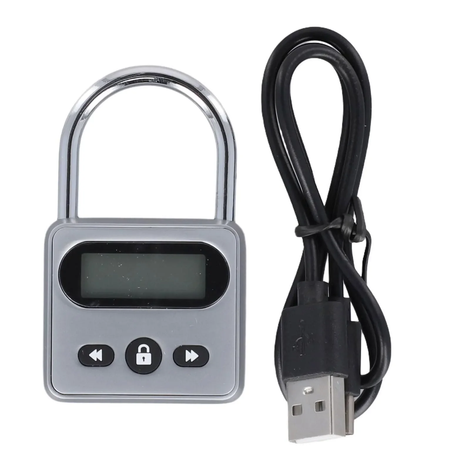 Metal Timer Lock LCD Display Multi-Function Electronic Time 999 Hours Max Timing USB Rechargeable Timer Padlock