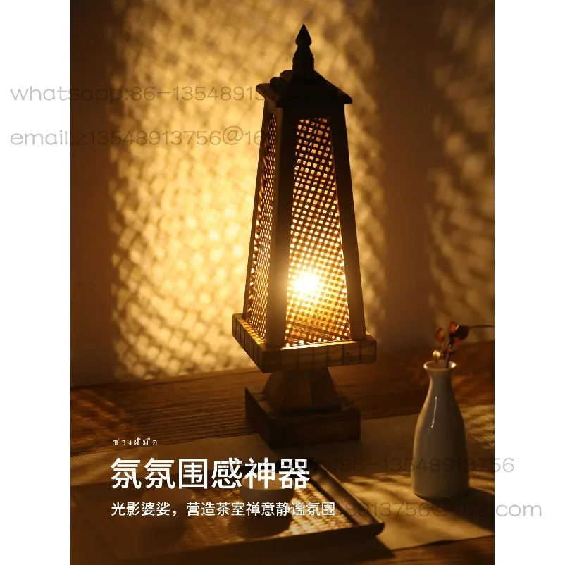 South East Asia Style Desk Lamp Zen Bamboo Retro Bedroom Bedside Lamp Creative Chinese Floor Solid Wood Ambient Lamp