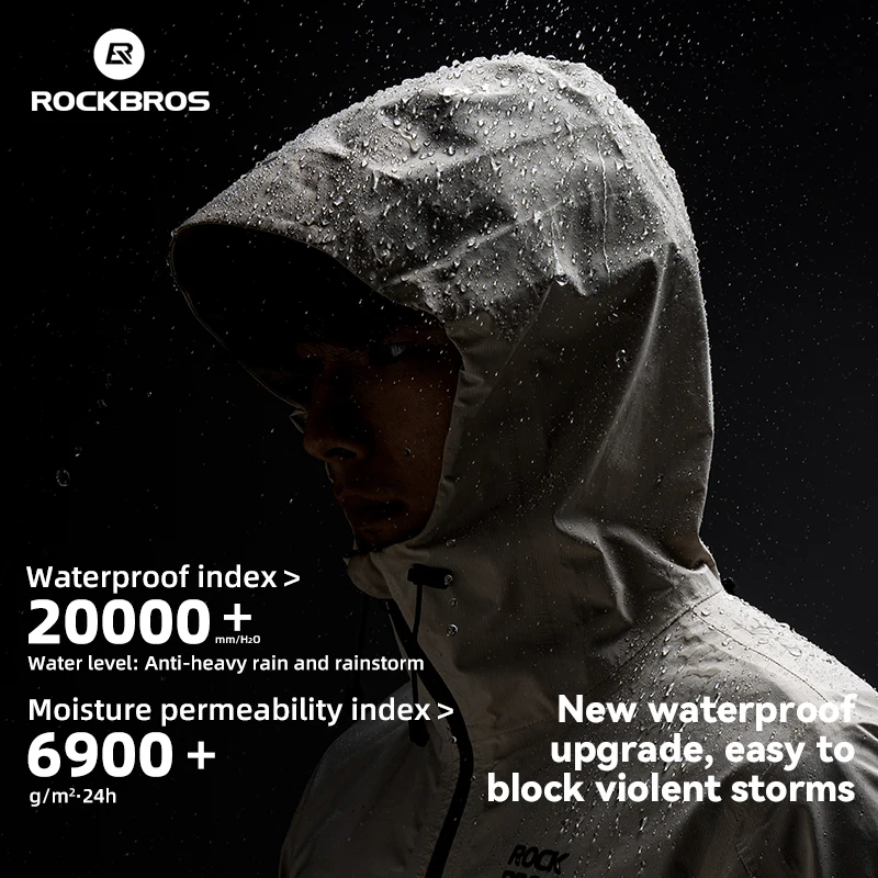 ROCKBROS Cycling Raincoat Hooded Jacket Waterproof Breathable Leisure Coat Trekking Men Women Outdoor Sports Clothing Raincoat