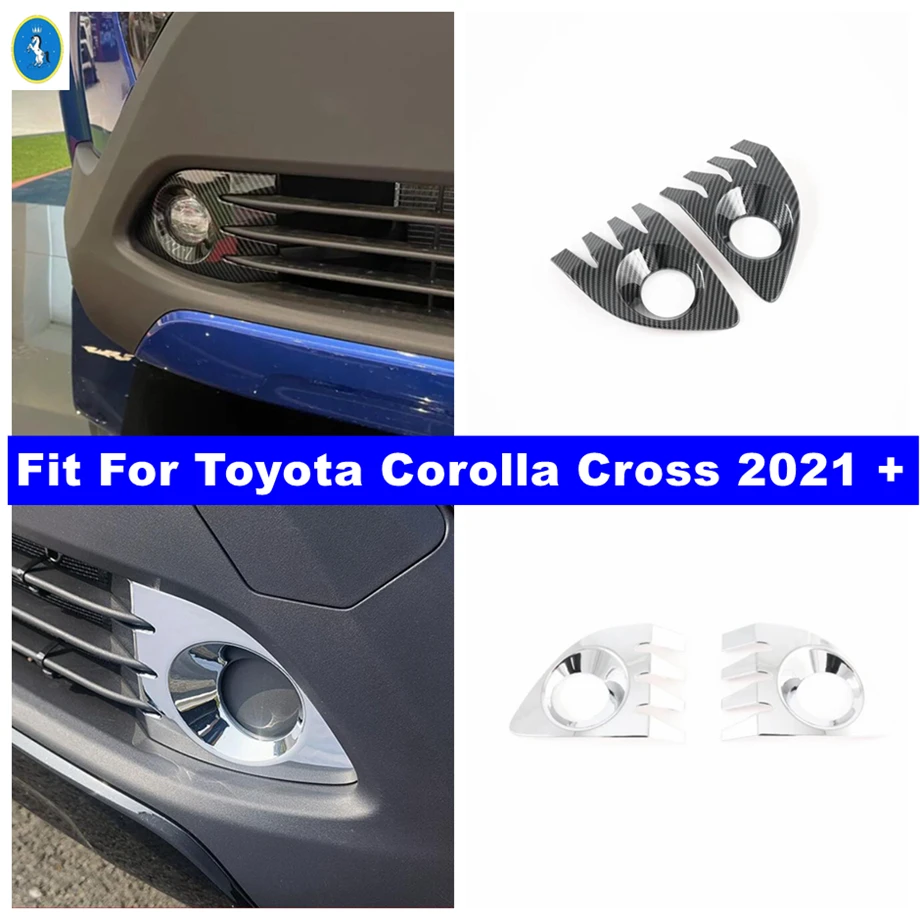 

Front Bumper Fog Lights Lamps Panel Cover Trim Chrome / Carbon Fiber Exterior Refit Kit For Toyota Corolla Cross 2021 - 2024