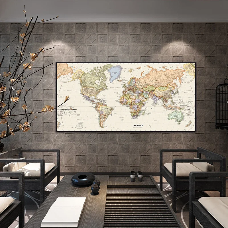 

120*60 cm The World Map Vintage Wall Art Poster Canvas Painting Retro Decor School Supplies Living Room Home Decoration