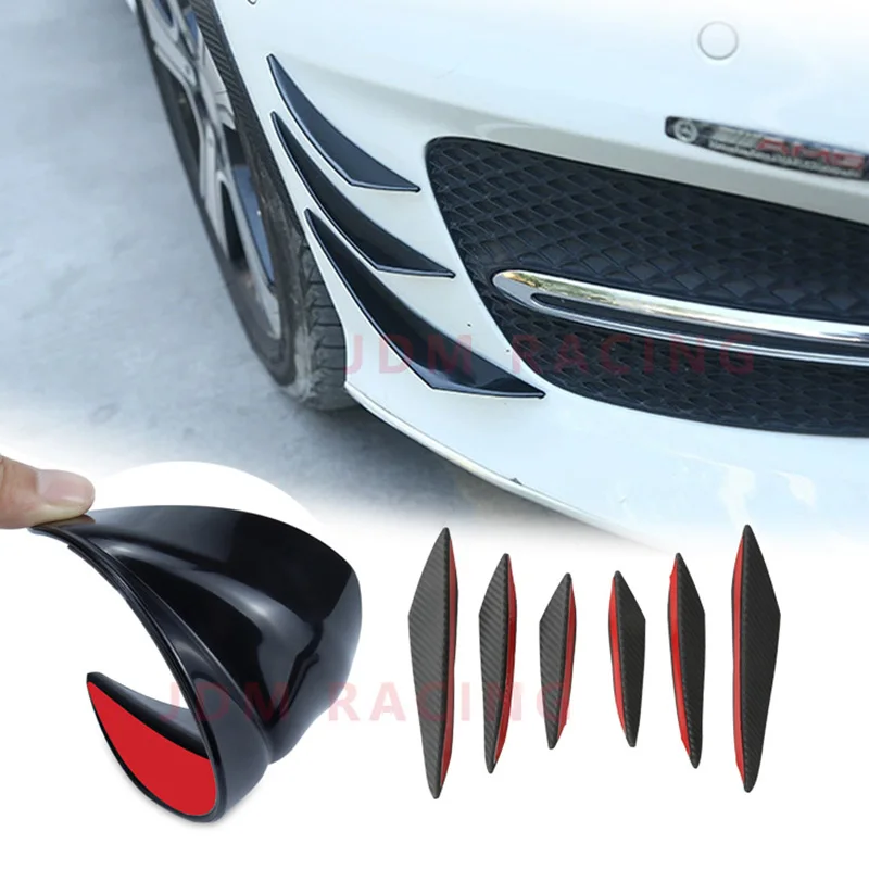 4 / 6pcs Rubber Car Front Bumper Lip Protector Universal Rear Diffuser Black Carbon Fiber Spoiler Splitter Wing Protection Guard