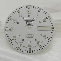 Reloj de buceo mecánico vintage luminoso verde con esfera NH36 de 28,5 mm No. 5 faces dial S logo doble fecha para seiko mod