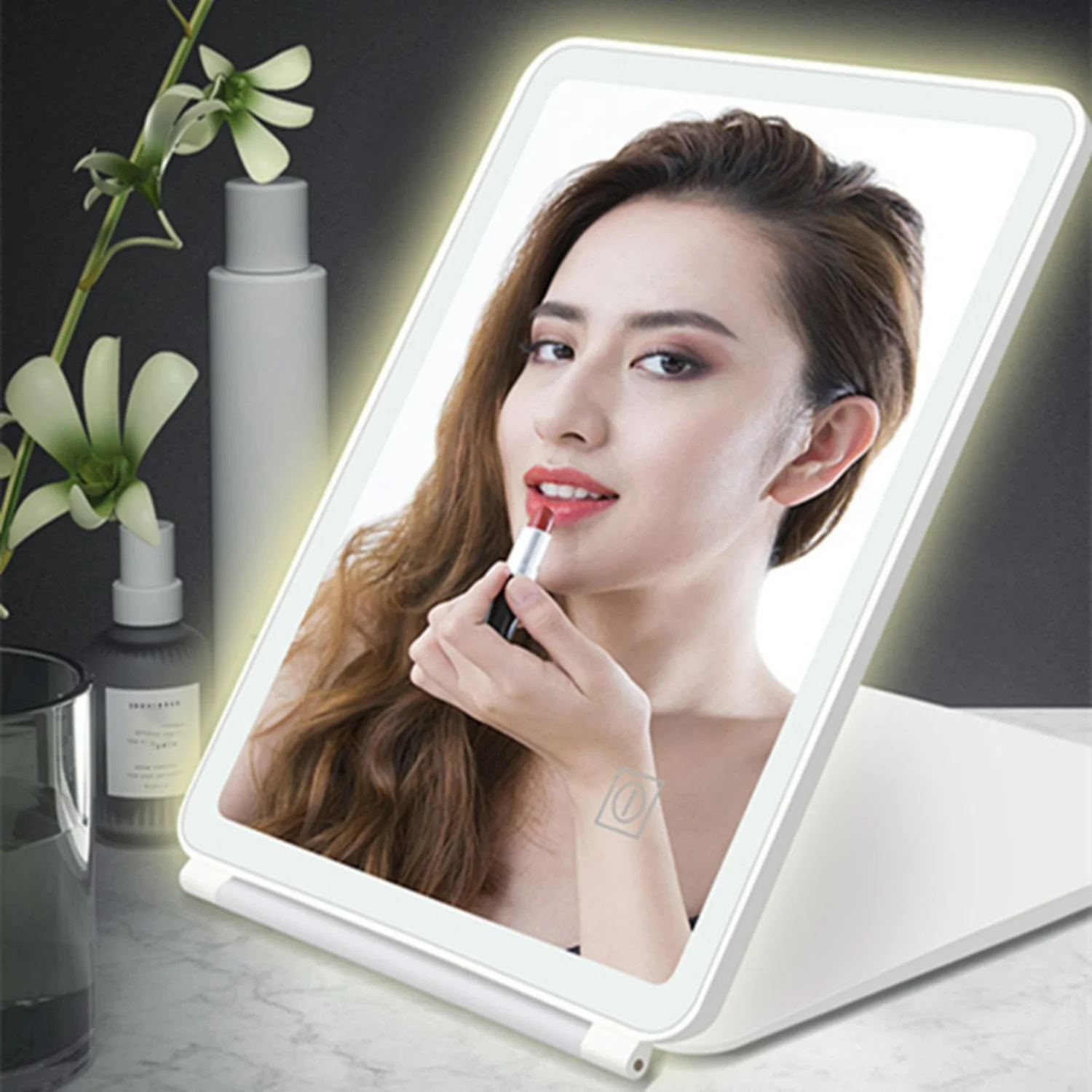 Rechargeable LED Makeup Mirror - Foldable & Portable Vanity Mirror for Women