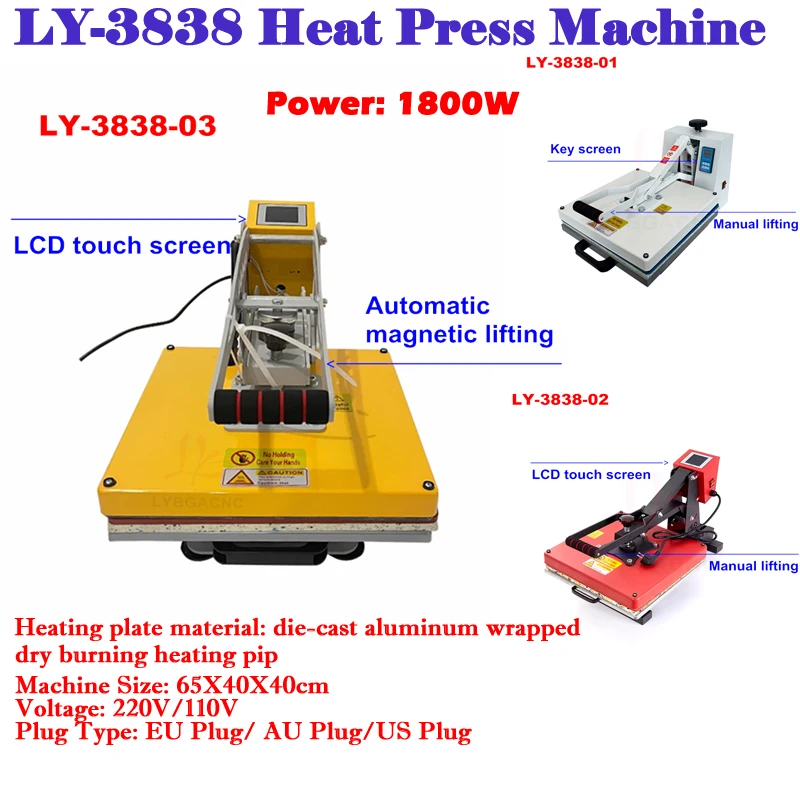 Magnetic Semi-automatic Heat Transfer Press Machine Hot Stamping Printer for T-shirt Shirt Logo Brand Leather Mouse Pad 38x38CM