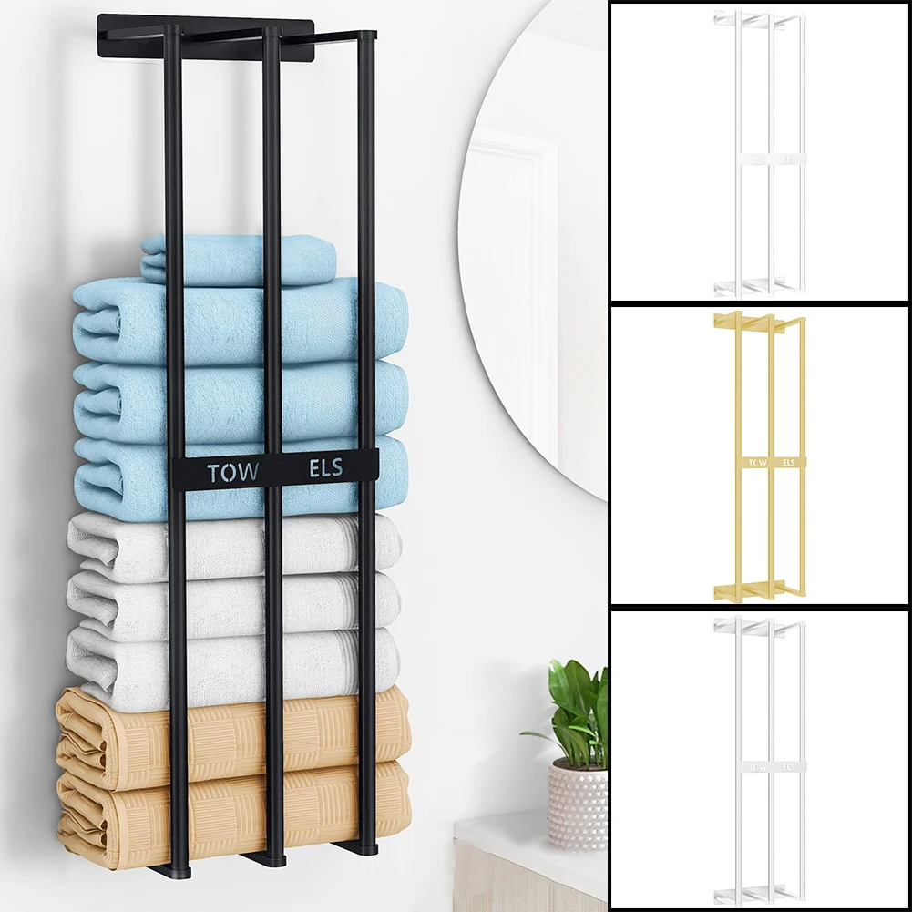 

Bathroom Towel Storage Holder Space Metal Shower Room Towel Hanger Multifunctional Storage Organizer for Bathroom Accessories