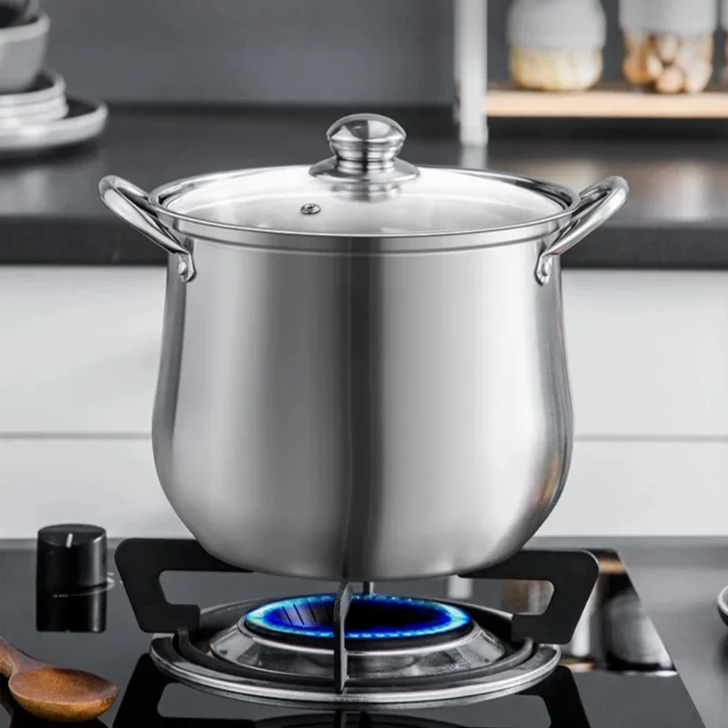 

1pc Large Stainless Steel Stock Pot - Ideal for Soups, Stews, and More - Durable, Easy to Clean - Essential Kitchen Gadget