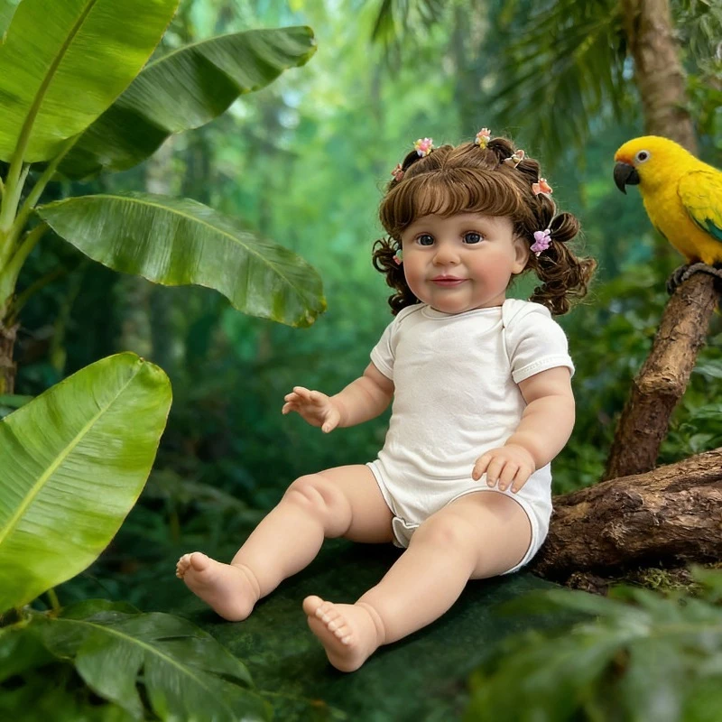 66cm プリンセスベイビー 茶色の巻き毛のゾーイ 本物そっくりのリボーンドール