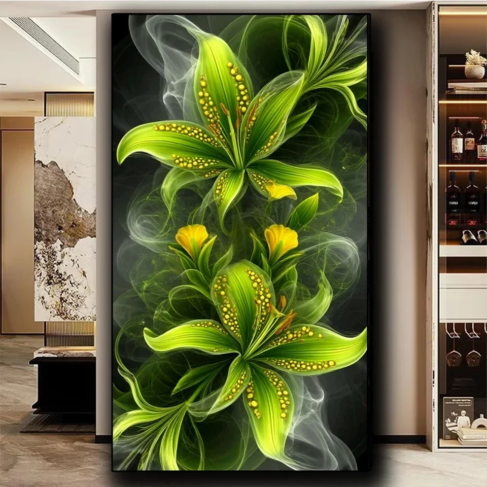 

Зеленые яркие цветы лилии, алмазная живопись «сделай сам», новинка 2026, полный квадратный круглый большой бриллиант, художественная мозаика, ювелирные изделия, наборы для вышивки крестом