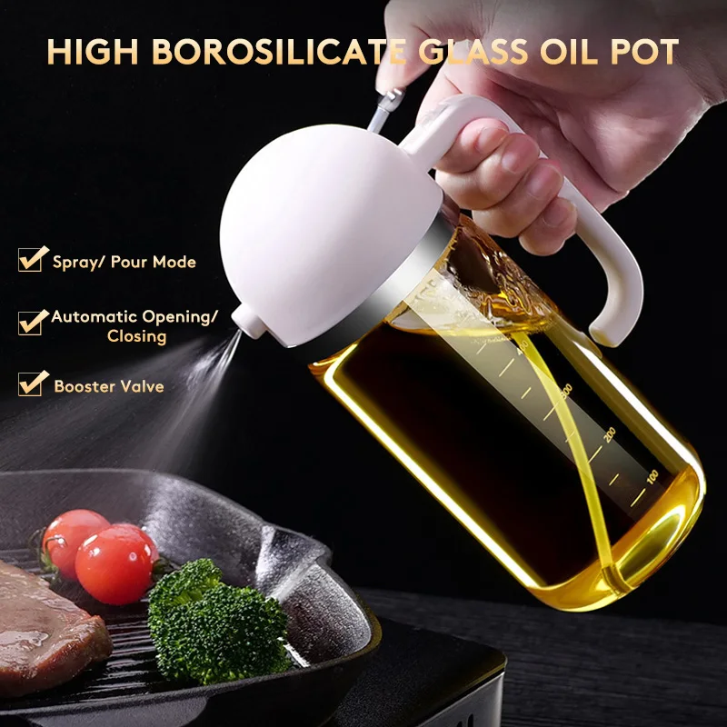 2 in 1 Kitchen Press Oiler Dispenser Bottle for Kitchen Cooking Baking Bbq Air Fryer Baking Pastry