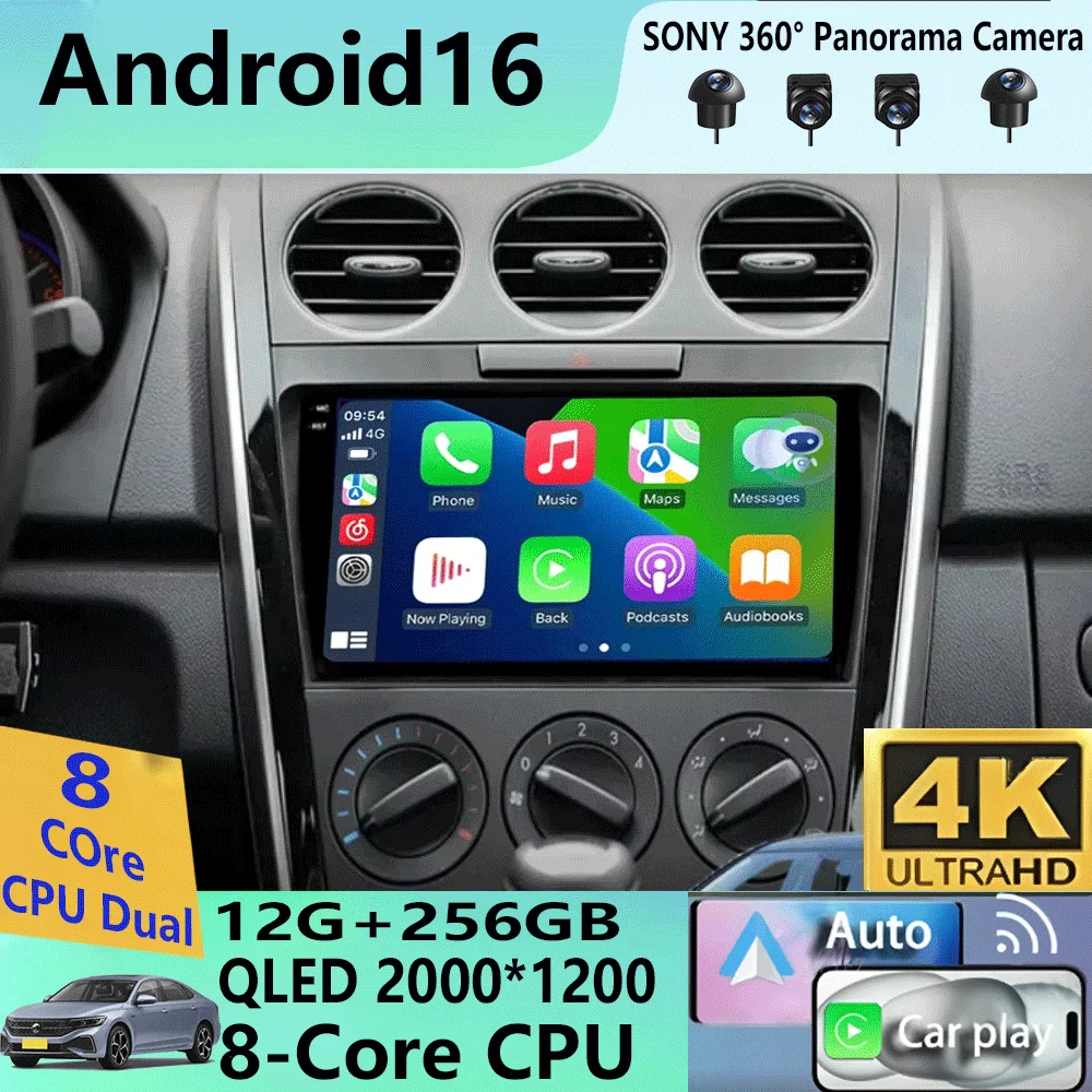 

Автомагнитола Android 16 Carplay для MAZDA CX-7 CX7 2007-2014, 2DIN, мультимедийный проигрыватель, головное устройство