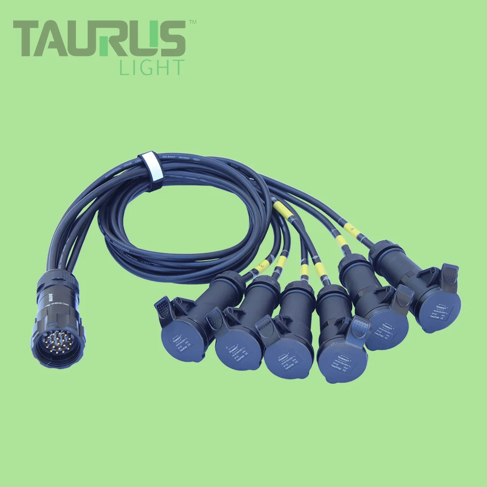 Câble d'alimentation 3x1,5 ou 3x2,5 mm, prise mâle Socapex 19 broches vers Powercon CEE 16A, pour équipement de scène