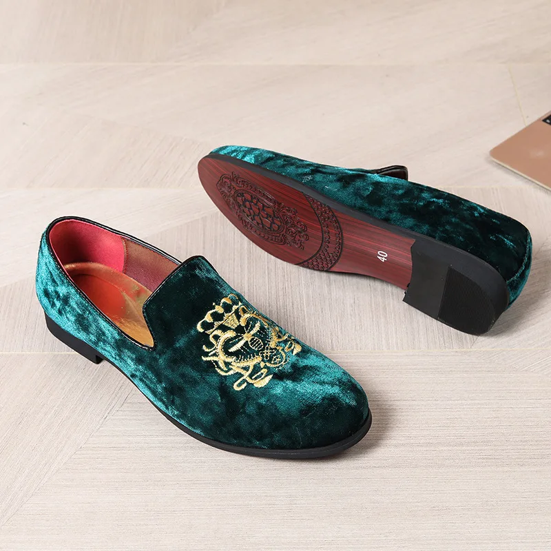 mint green swing dress Mens Santino Luciano Shoes Soft Velvet Slip on Loafer Formal C351 Emerald Green main image 0