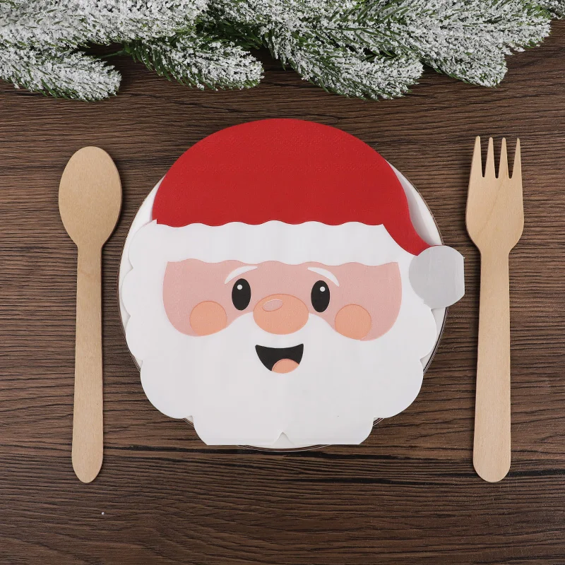 24 Stück Einweg-Papierservietten mit Weihnachtsmotiv, niedliches Weihnachtsmann-Muster für Weihnachts-Esstische, Urlaub, Party-Dekoration