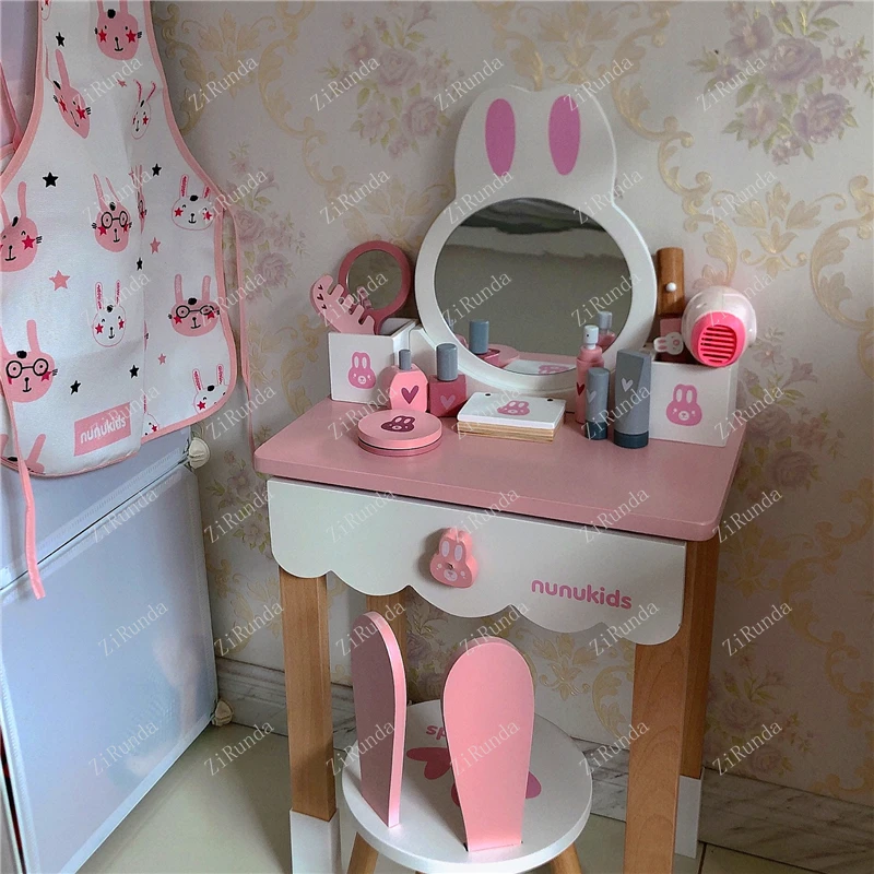 *Conjunto de presente de aniversário de menina, penteadeira simulada, madeira